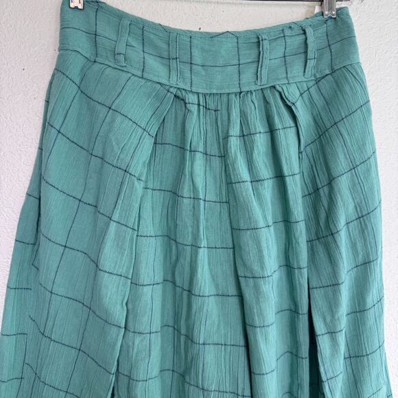 Free People Lunar Cove Pants Womens Medium Wide Leg Beachy Boho Plaid Grid NEW - Picture 4 of 11